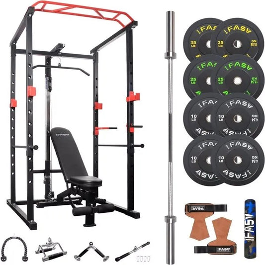 Multi-Function Power Cage with Adjustable Pull-Up & Squat Rack