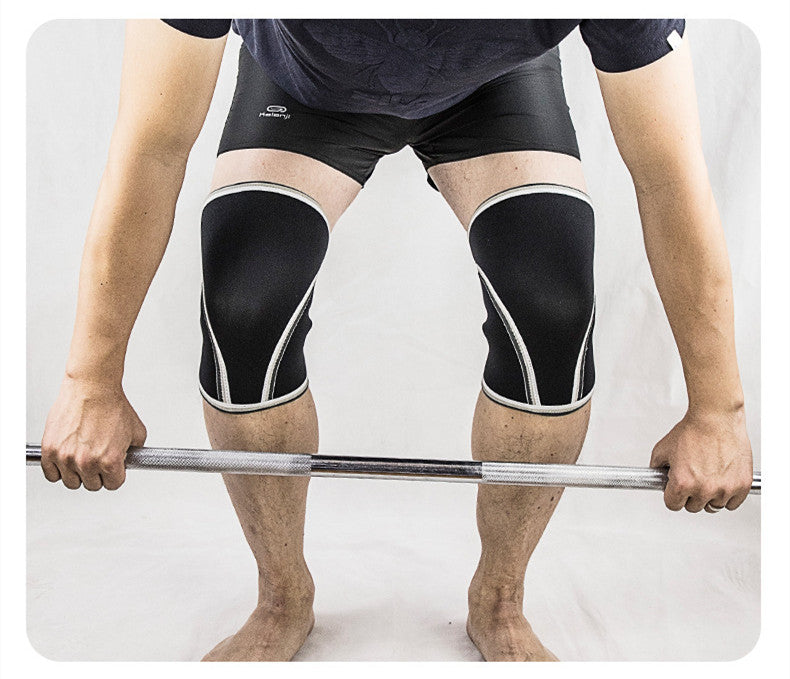 Weightlifting knee sleeves worn during squats and deadlifts