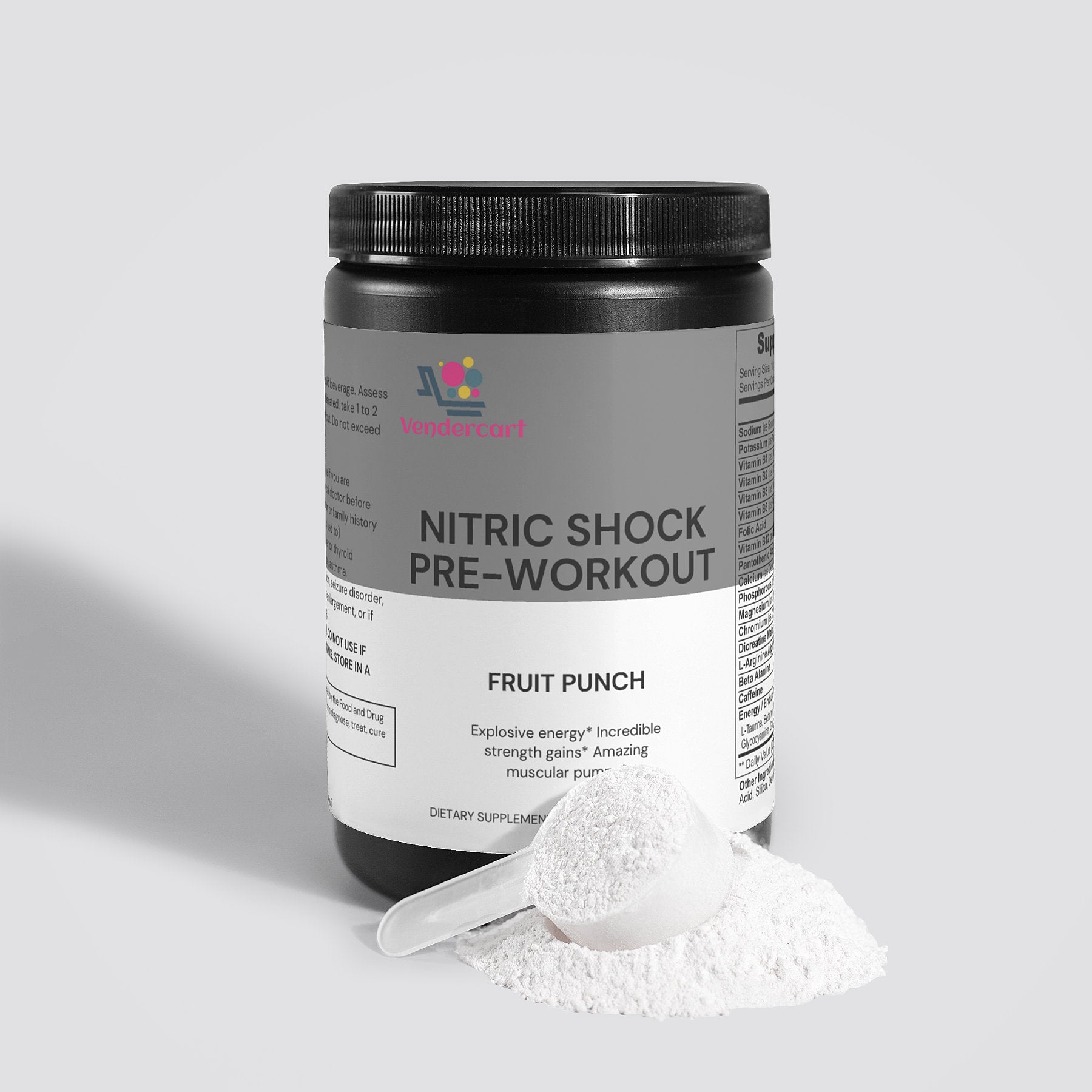 BCAA Shock branched-chain amino acid powder supplement, fruit punch flavour 