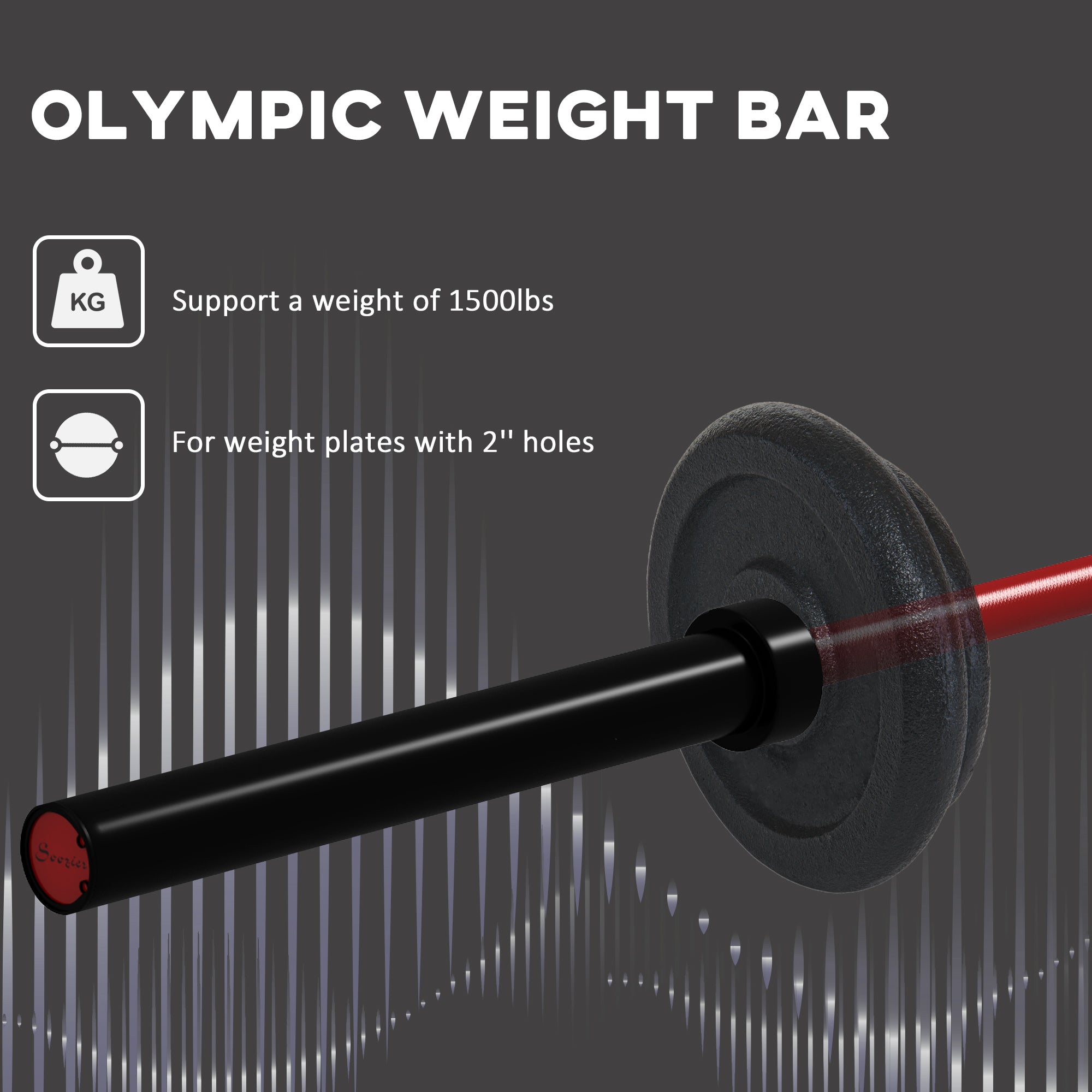 Rotating sleeve and knurled grip detail on SGF Olympic weight bar