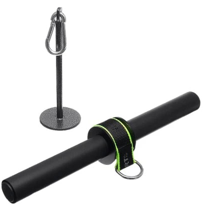 Wrist roller forearm trainer with weight plates for grip strength