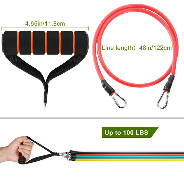 Portable Resistance Bands Set – 11 Piece Home Gym Kit (Up to 150LB) with Handles, Door Anchor & Carry Bag