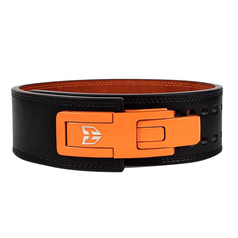Professional powerlifting belt with metal buckle