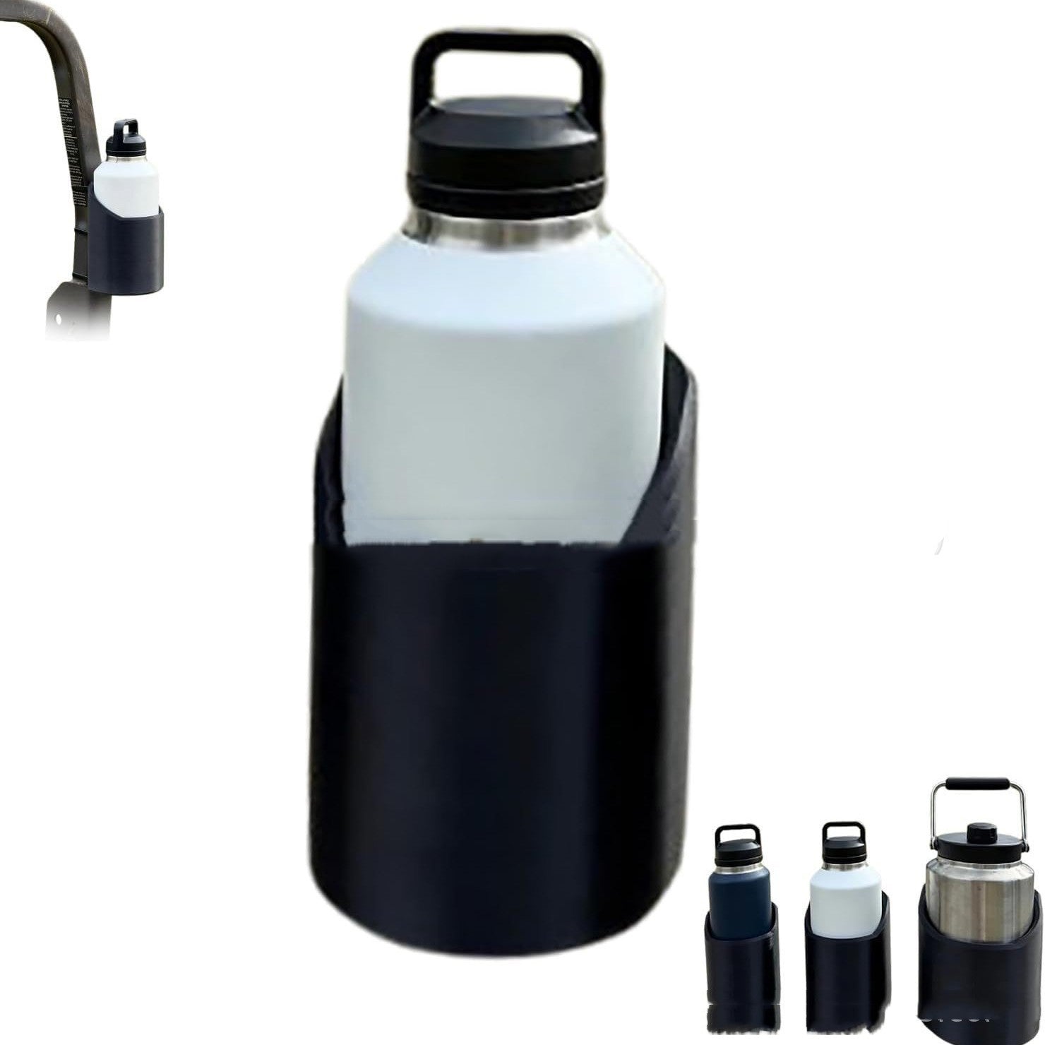Magnetic bottle holder for gym machines designed to fit water bottles up to 64 oz