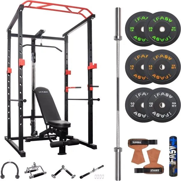Multi-Function Power Cage with Adjustable Pull-Up & Squat Rack