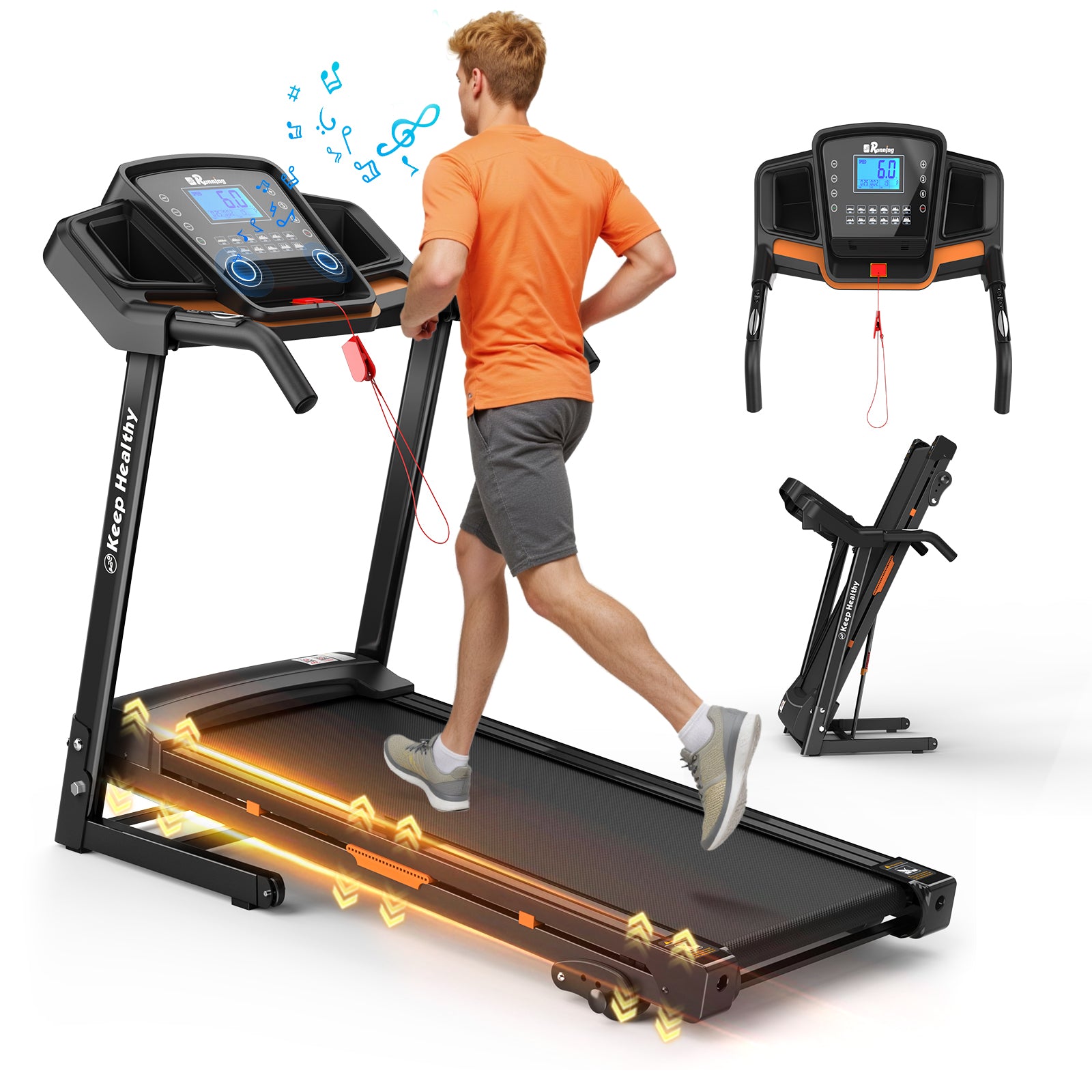 Non-slip treadmill running belt for walking and running