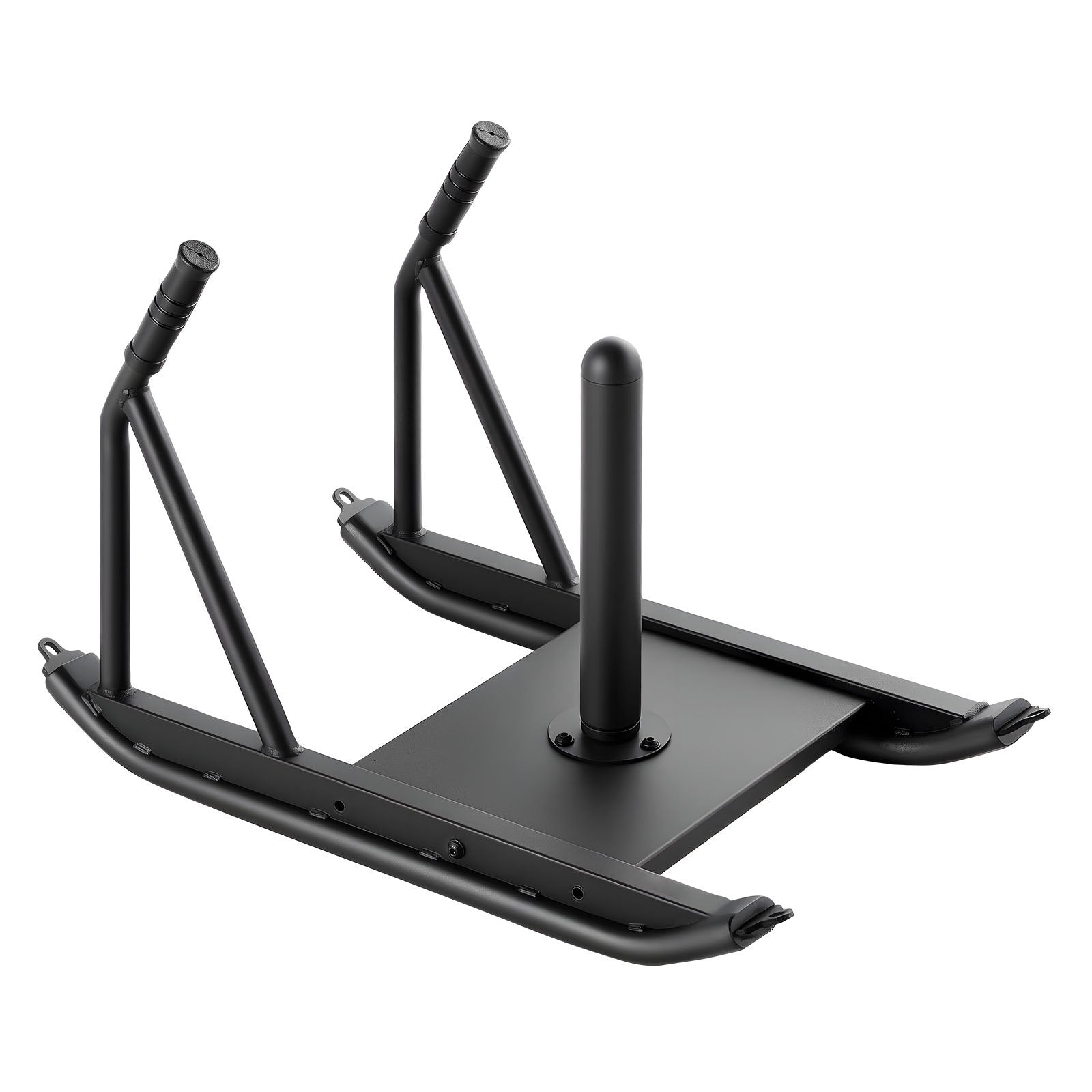 steel weight sled with push handles and center weight post