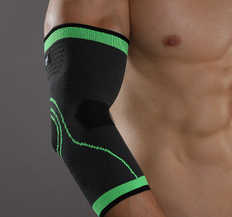 Weightlifting elbow sleeves worn during workout