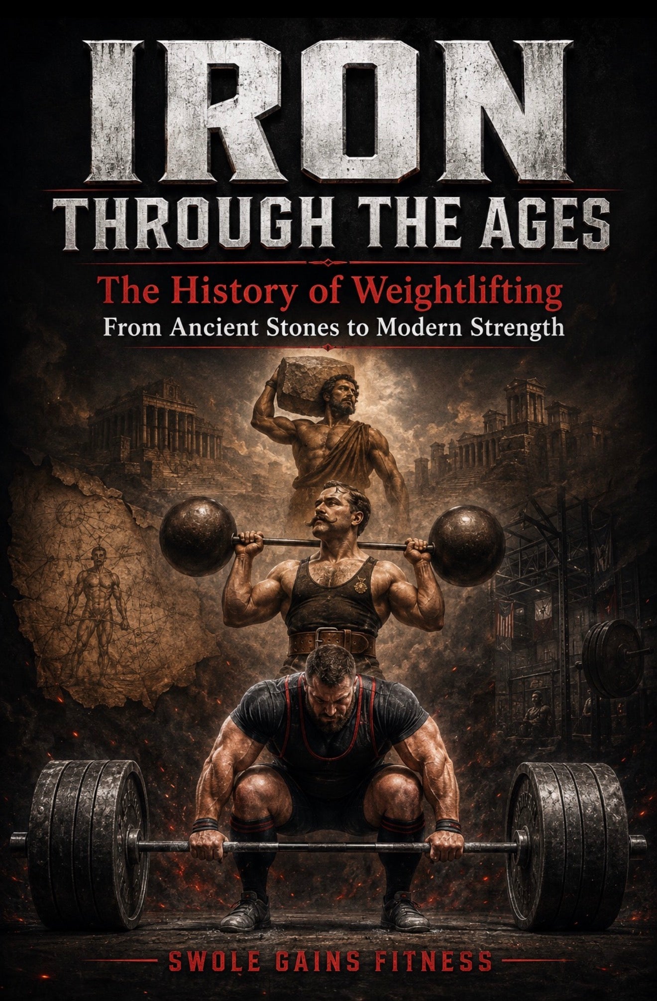 Swole Gains Fitness Powerlifting Starter Guide cover featuring a powerlifter deadlifting in a gritty gym setting.