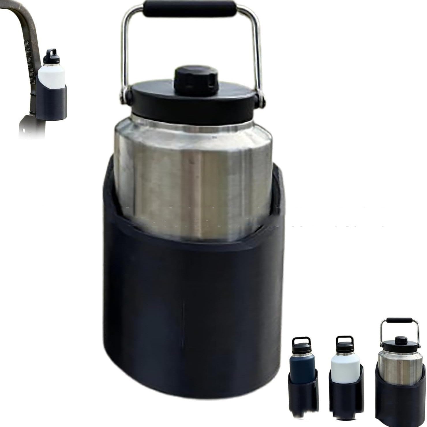 Magnetic bottle holder for gym machines designed to fit water bottles up to 64 oz