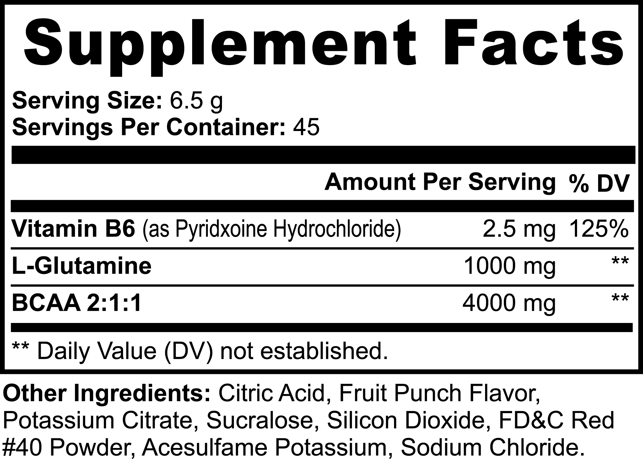 Black BCAA Shock Powder supplement container with lightning design, fruit punch flavor, labeled gluten free, sugar free, and hormone free, for muscle recovery and strength support.