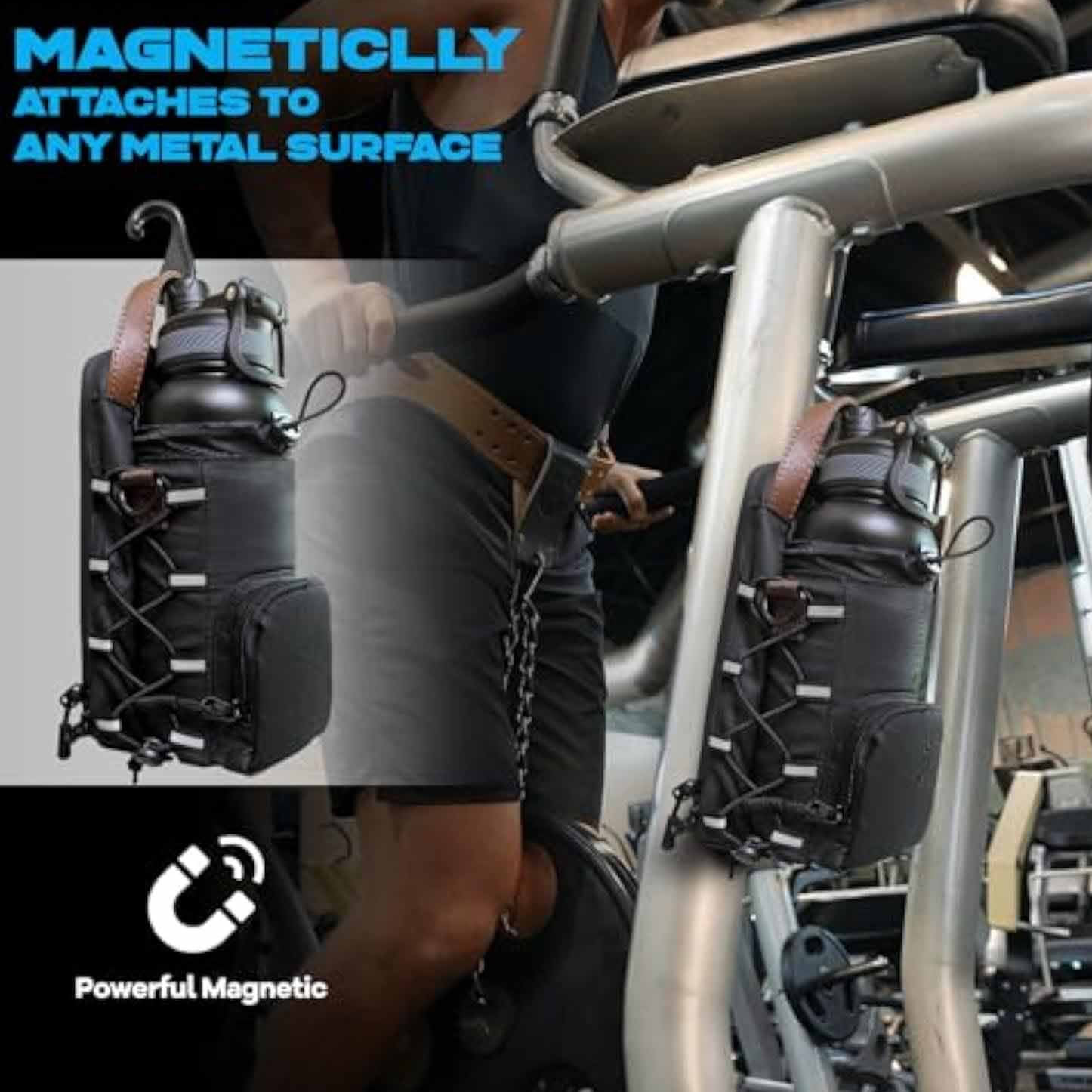 Magnetic Gym Water Bottle Holder Bag