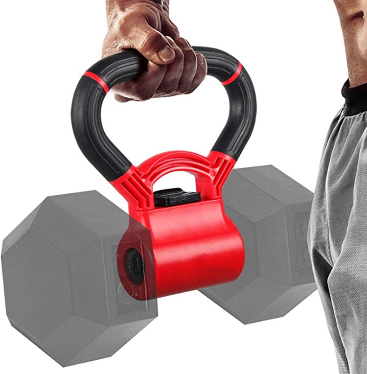Close-up of kettlebell handle grip for dumbbells showing secure attachment