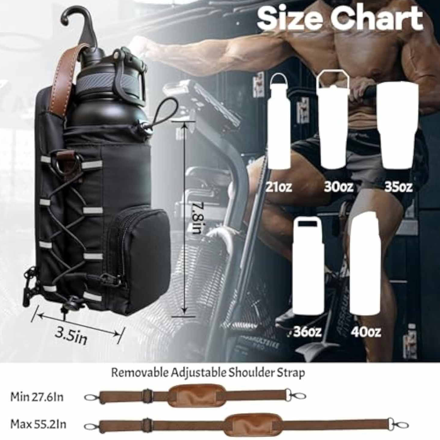 Magnetic Gym Water Bottle Holder Bag