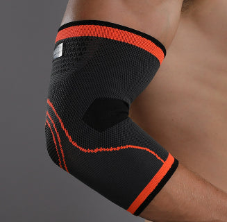 Weightlifting elbow sleeves worn during workout