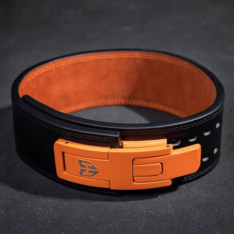 Thick cowhide leather lever belt for powerlifting