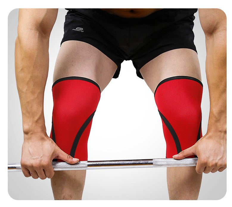 Weightlifting knee sleeves worn during squats and deadlifts
